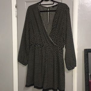 NWOT Tan and Black Romper with lace bottom